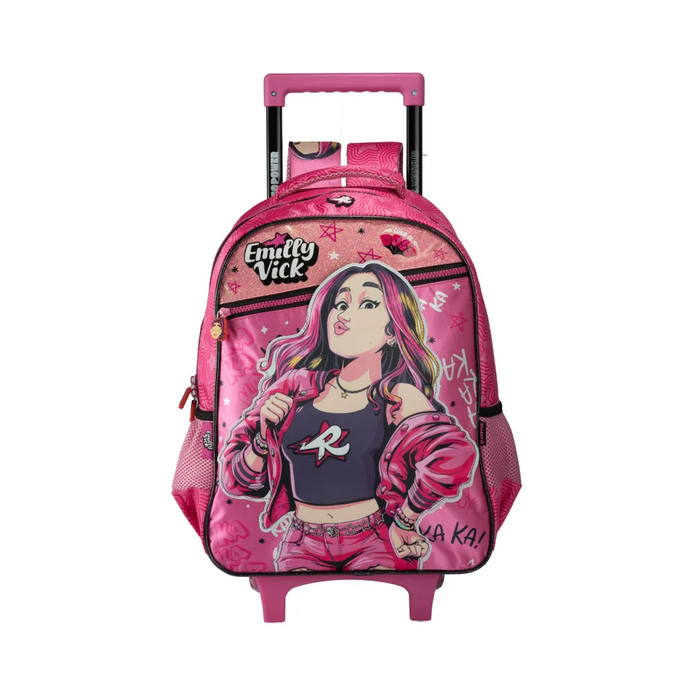 Mochila com Rodinhas e Alças Escolar Infantil Emilly Vick e Dos Rosa