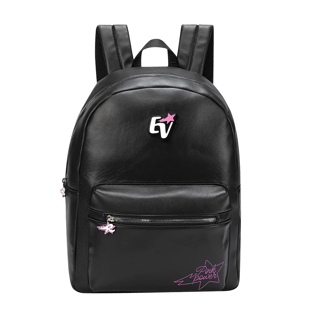 Mochila Grande Fashion Logo Metal Preta Emilly Vick