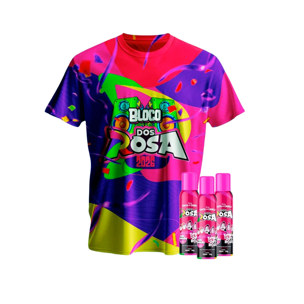 Abadá Oficial Bloco Multiverso Rosa + Tinta de Cabelo Grátis